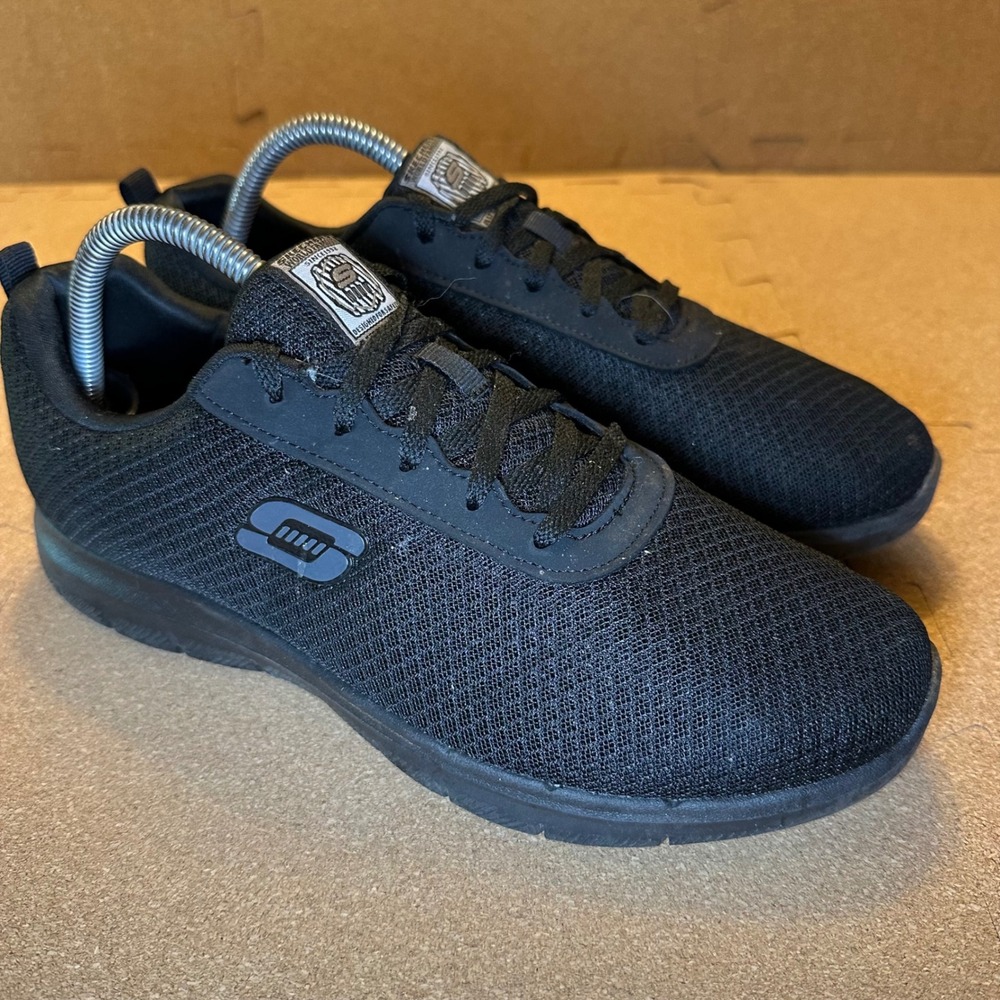 Skechers Work Sneakers Women 9 Black Ghenter Bronaugh Slip Resistant 77210W Wide